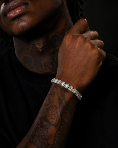 Y2K 方形冰鑽手鍊 銀色 12mm｜Ice Block VVS Bracelet Silver 12mm