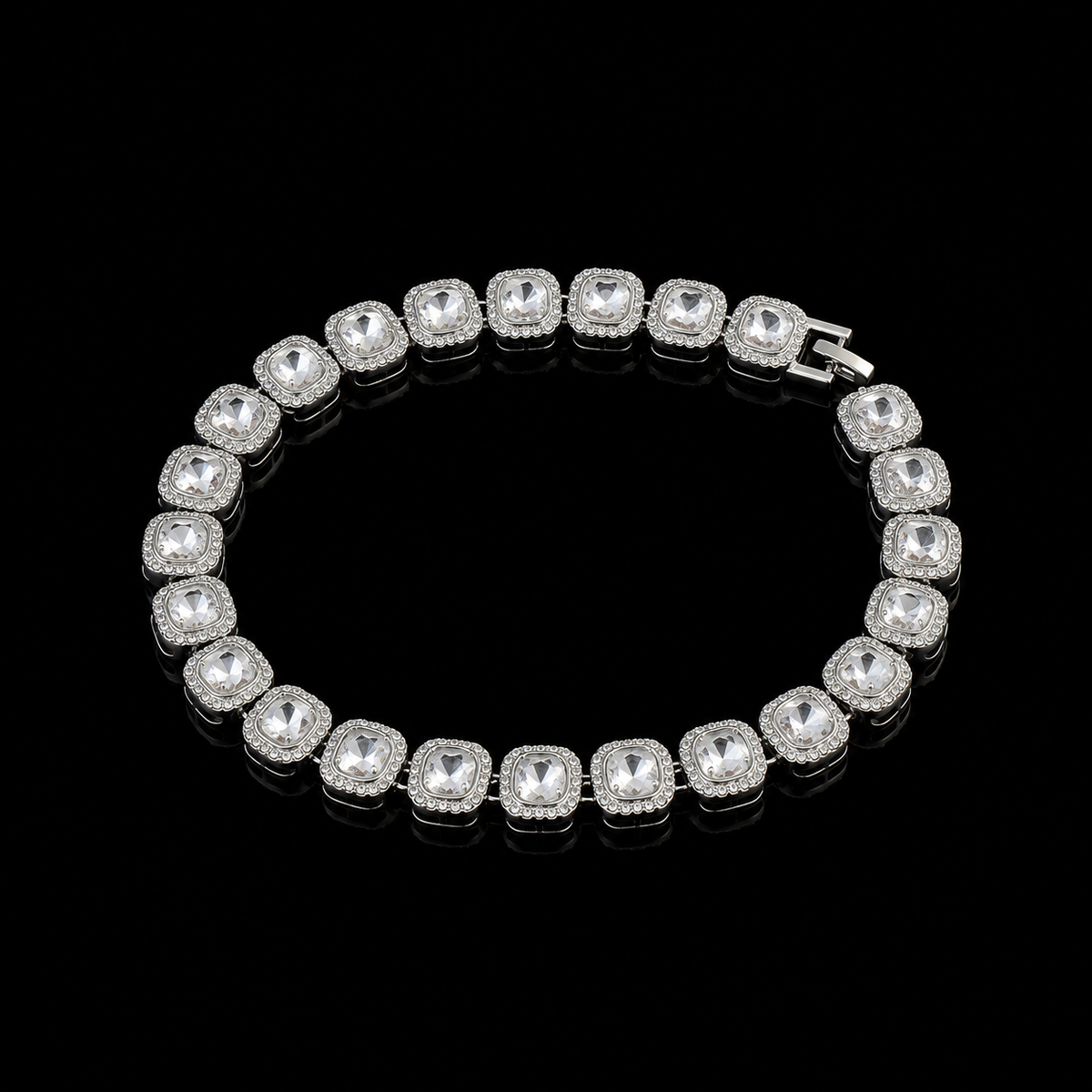 Y2K 方形冰鑽手鍊 銀色 12mm｜Ice Block VVS Bracelet Silver 12mm