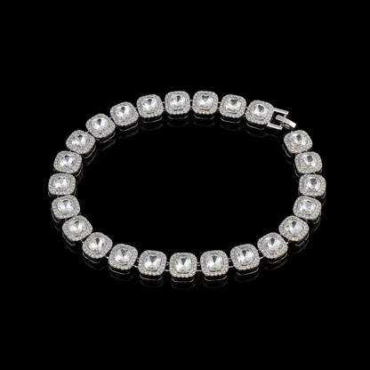 Y2K 方形冰鑽手鍊 銀色 12mm｜Ice Block VVS Bracelet Silver 12mm