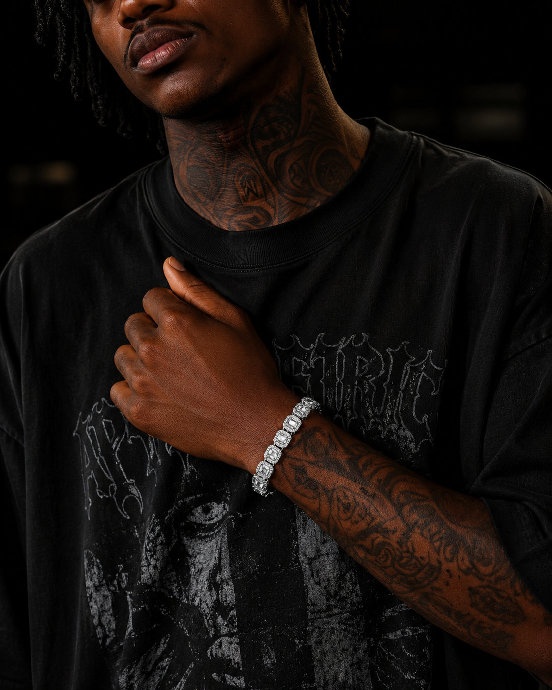 Y2K 方形冰鑽手鍊 銀色 12mm｜Ice Block VVS Bracelet Silver 12mm